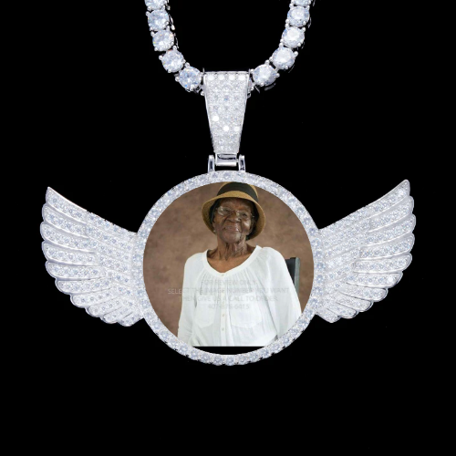 925S & VVS Moissanite 3D Wing Custom Picture Pendant