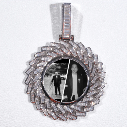 Large 3D Baguette Custom Picture Pendant