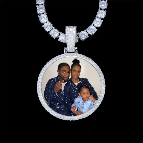 925S & VVS Moissanite 3D Circle Custom Picture Pendant
