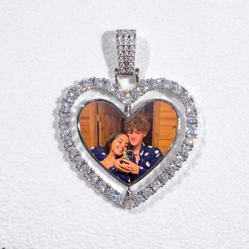 3D Spinning 2-Faced Heart Custom Picture Pendant