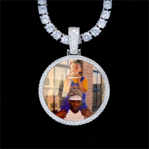 925S & VVS Moissanite 3D Circle Custom Picture Pendant