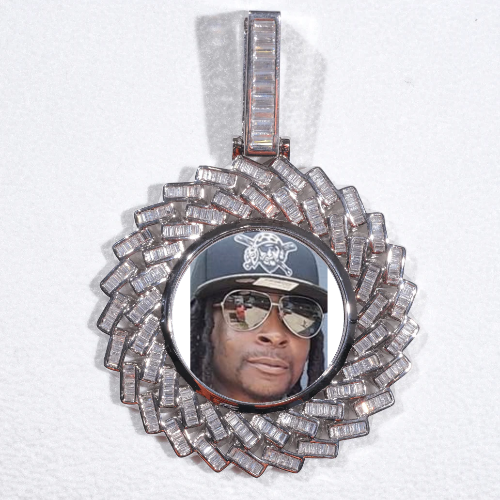 Large 3D Baguette Custom Picture Pendant