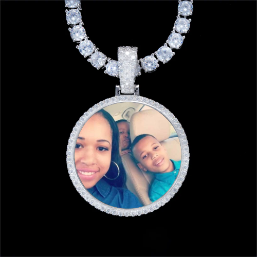 925S & VVS Moissanite 3D Circle Custom Picture Pendant