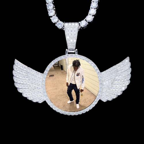 925S & VVS Moissanite 3D Wing Custom Picture Pendant