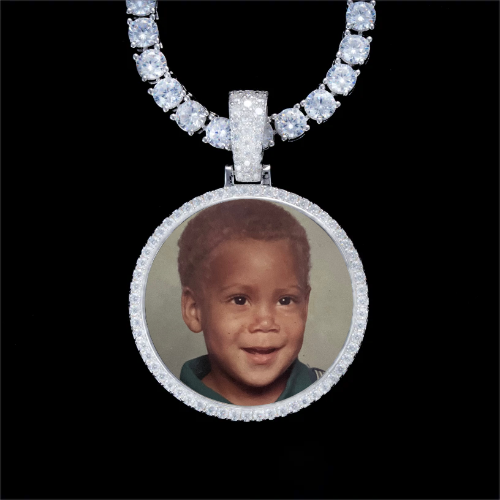 925S & VVS Moissanite 3D Circle Custom Picture Pendant
