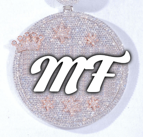 CUSTOM LETTER NECKLACE 3D BIG CROWN DISC