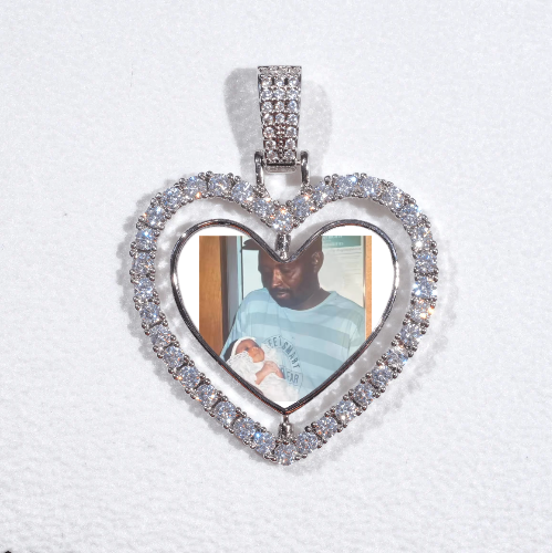 3D Spinning 2-Faced Heart Custom Picture Pendant