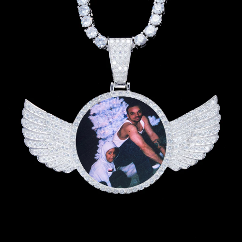 925S & VVS Moissanite 3D Wing Custom Picture Pendant
