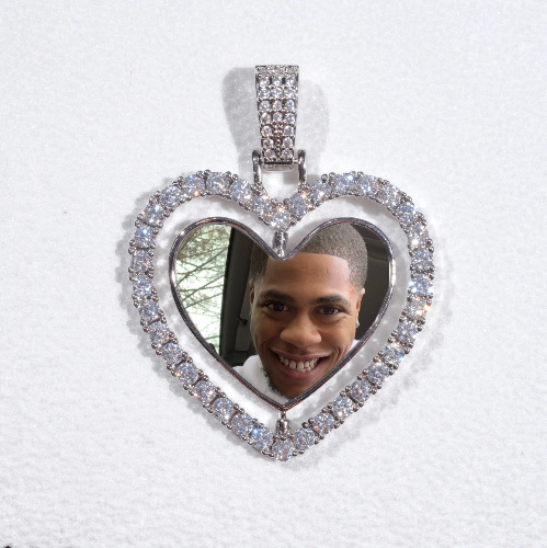 3D Spinning 2-Faced Heart Custom Picture Pendant