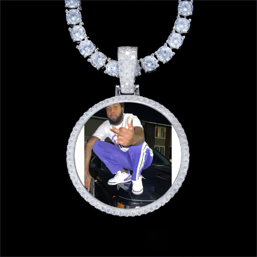 925S & VVS Moissanite 3D Circle Custom Picture Pendant