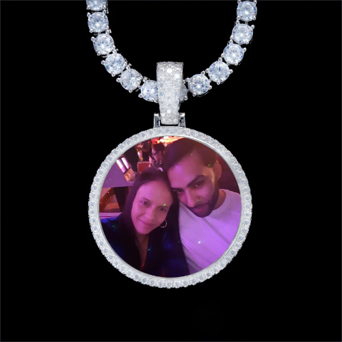 925S & VVS Moissanite 3D Circle Custom Picture Pendant