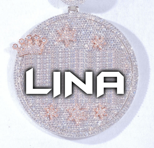 CUSTOM LETTER NECKLACE 3D BIG CROWN DISC