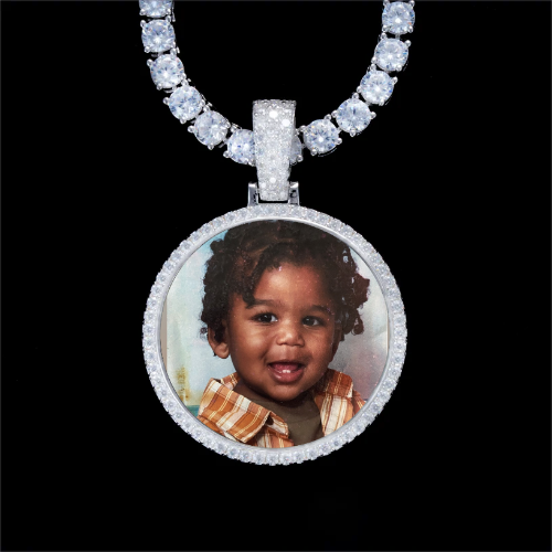 925S & VVS Moissanite 3D Circle Custom Picture Pendant