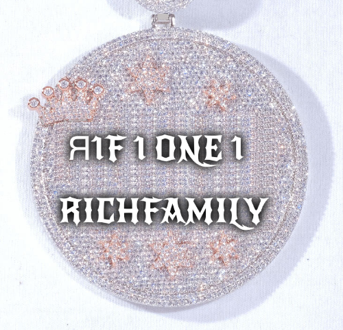 CUSTOM LETTER NECKLACE 3D BIG CROWN DISC