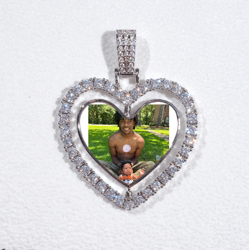3D Spinning 2-Faced Heart Custom Picture Pendant