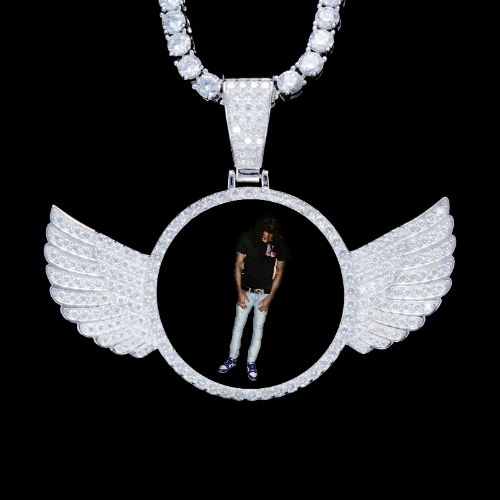 925S & VVS Moissanite 3D Wing Custom Picture Pendant