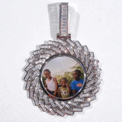 Large 3D Baguette Custom Picture Pendant