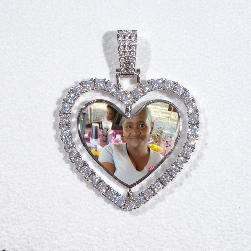 3D Spinning 2-Faced Heart Custom Picture Pendant