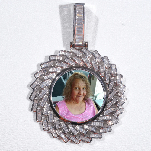 Large 3D Baguette Custom Picture Pendant
