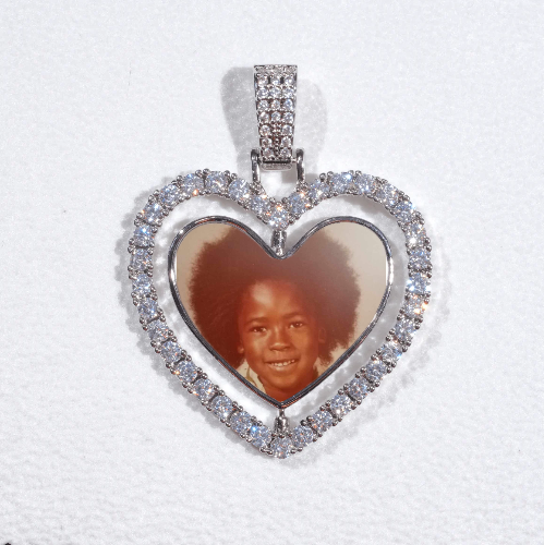 3D Spinning 2-Faced Heart Custom Picture Pendant