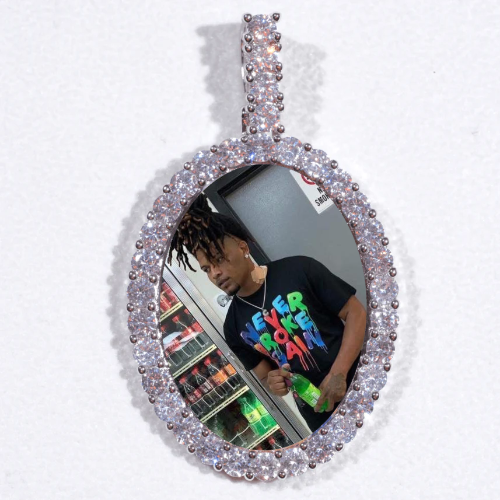 Large 3D Oval Custom Picture Pendant