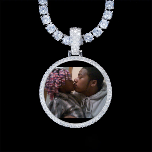 925S & VVS Moissanite 3D Circle Custom Picture Pendant