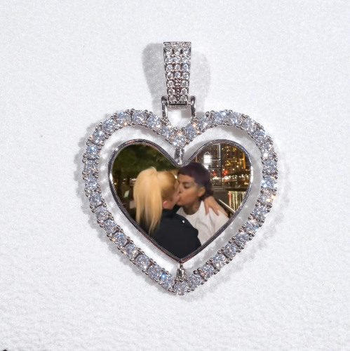 3D Spinning 2-Faced Heart Custom Picture Pendant
