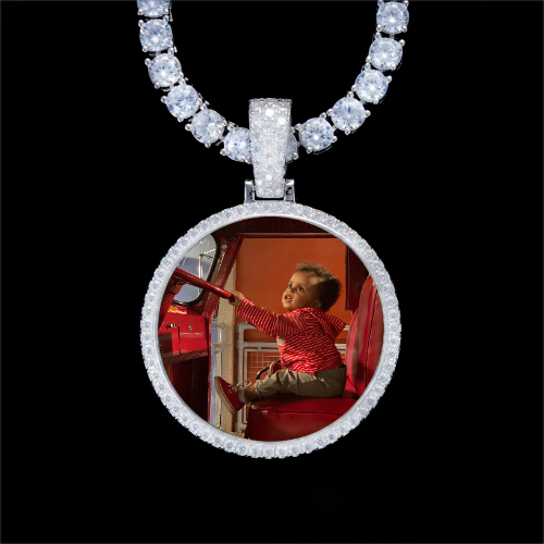 925S & VVS Moissanite 3D Circle Custom Picture Pendant