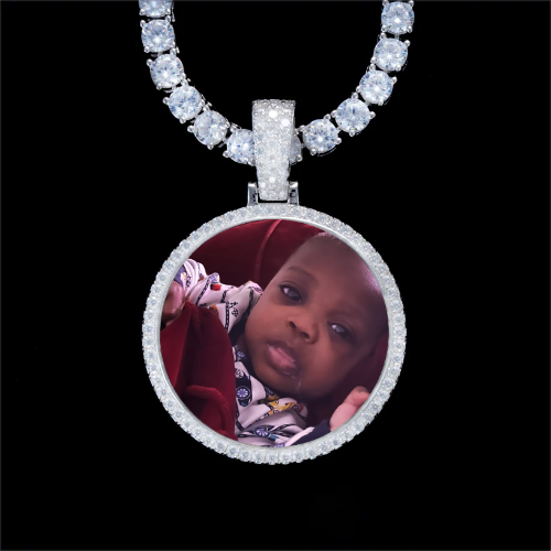 925S & VVS Moissanite 3D Circle Custom Picture Pendant