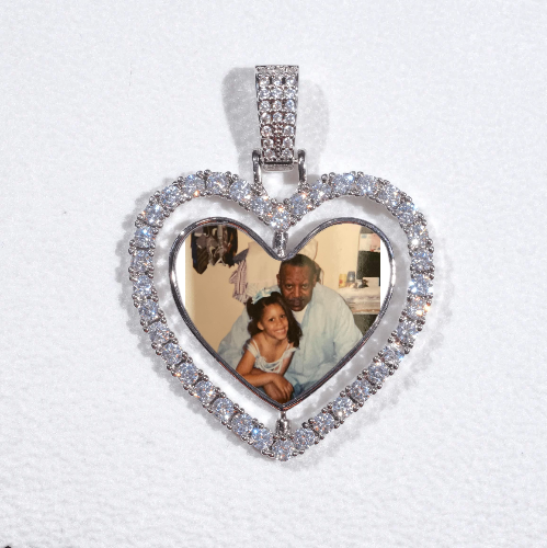 3D Spinning 2-Faced Heart Custom Picture Pendant