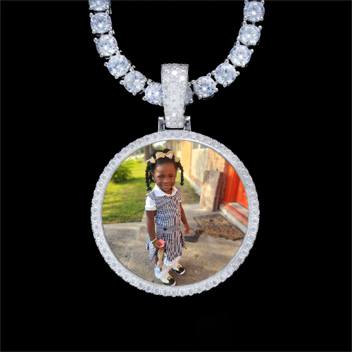 925S & VVS Moissanite 3D Circle Custom Picture Pendant