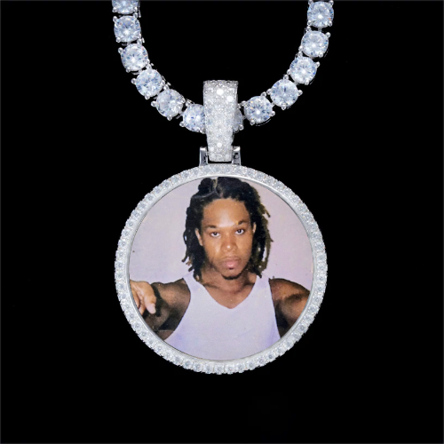 925S & VVS Moissanite 3D Circle Custom Picture Pendant