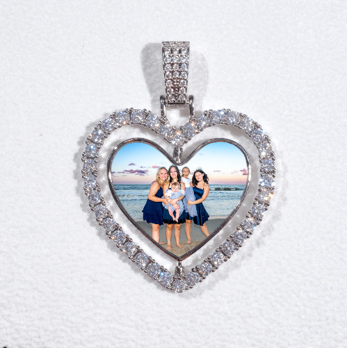 3D Spinning 2-Faced Heart Custom Picture Pendant