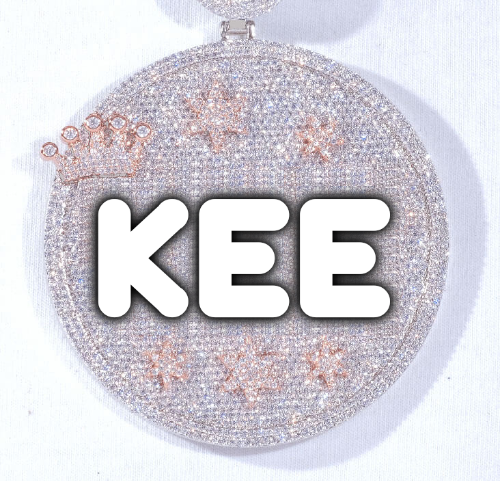 CUSTOM LETTER NECKLACE 3D BIG CROWN DISC