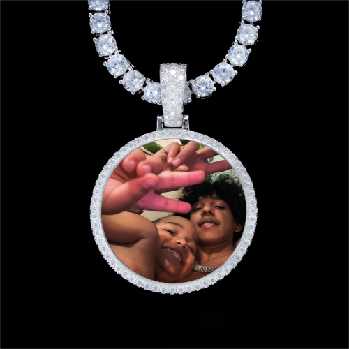 925S & VVS Moissanite 3D Circle Custom Picture Pendant