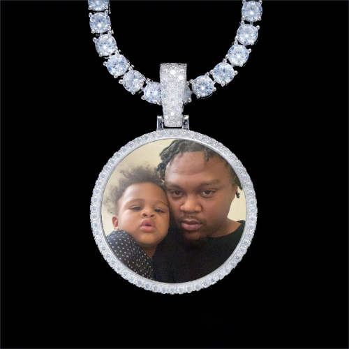 925S & VVS Moissanite 3D Circle Custom Picture Pendant
