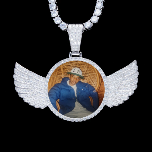 925S & VVS Moissanite 3D Wing Custom Picture Pendant