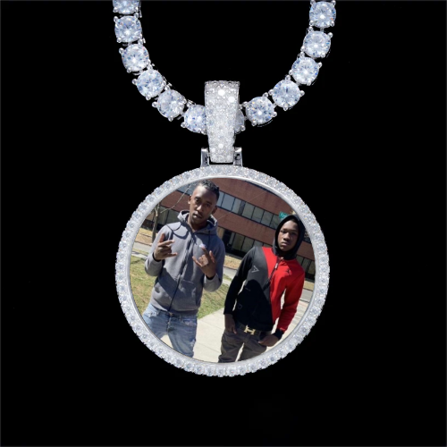 925S & VVS Moissanite 3D Circle Custom Picture Pendant