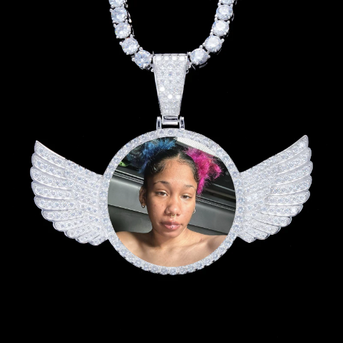 925S & VVS Moissanite 3D Wing Custom Picture Pendant