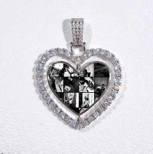 3D Spinning 2-Faced Heart Custom Picture Pendant