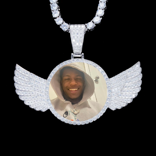925S & VVS Moissanite 3D Wing Custom Picture Pendant
