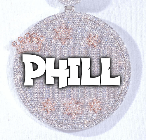 CUSTOM LETTER NECKLACE 3D BIG CROWN DISC