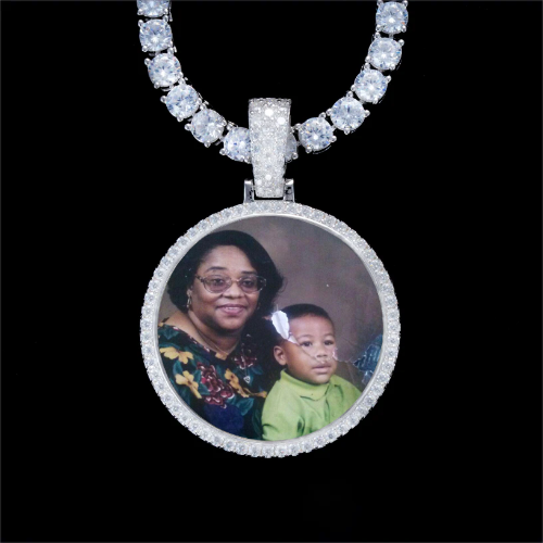 925S & VVS Moissanite 3D Circle Custom Picture Pendant