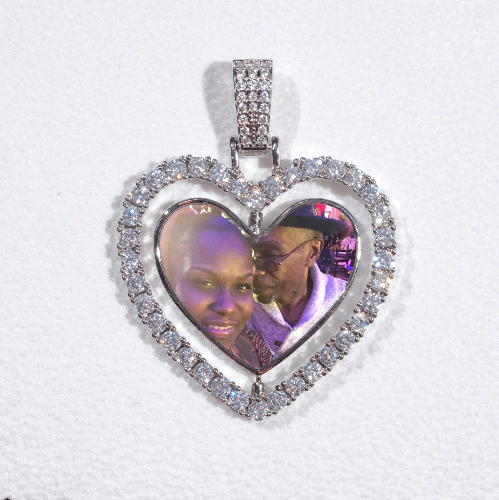 3D Spinning 2-Faced Heart Custom Picture Pendant