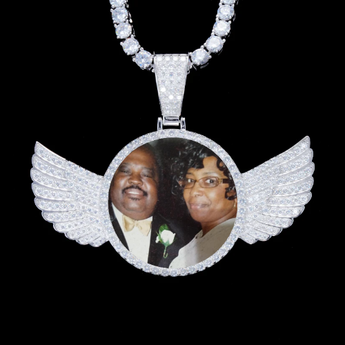 925S & VVS Moissanite 3D Wing Custom Picture Pendant