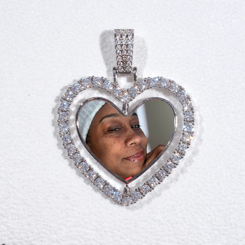 3D Spinning 2-Faced Heart Custom Picture Pendant