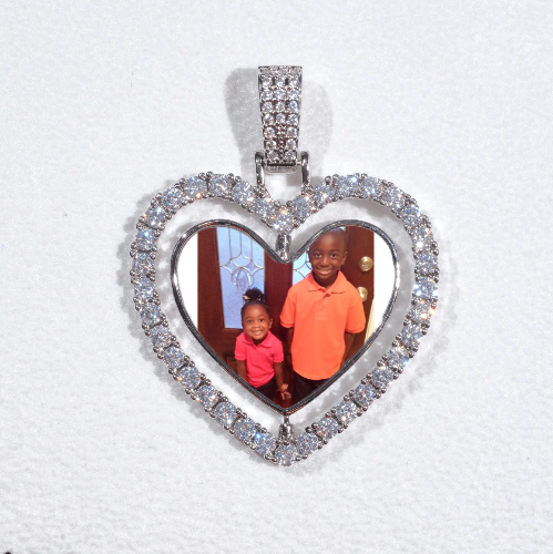 3D Spinning 2-Faced Heart Custom Picture Pendant