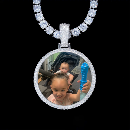 925S & VVS Moissanite 3D Circle Custom Picture Pendant