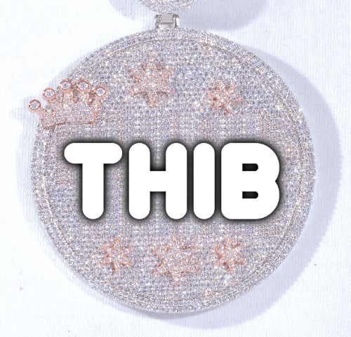CUSTOM LETTER NECKLACE 3D BIG CROWN DISC