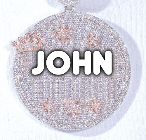CUSTOM LETTER NECKLACE 3D BIG CROWN DISC